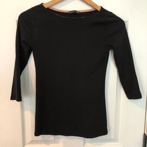 Zara Boatneck Black 3/4 Length Tee